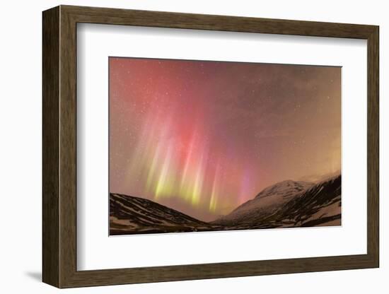 Iceland, Akureyri. Northern Lights glowing.-Ellen Goff-Framed Photographic Print