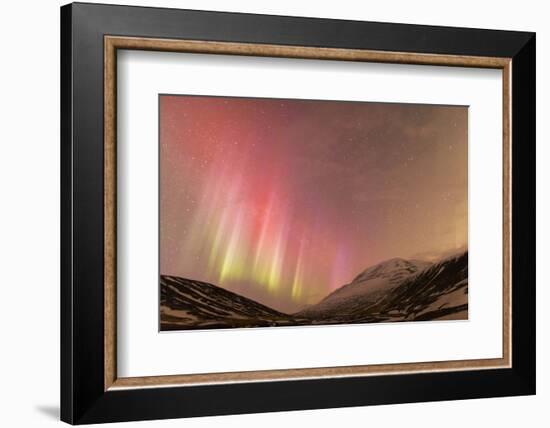 Iceland, Akureyri. Northern Lights glowing.-Ellen Goff-Framed Photographic Print