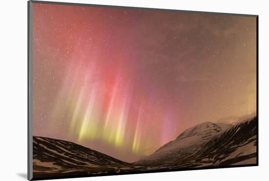 Iceland, Akureyri. Northern Lights glowing.-Ellen Goff-Mounted Photographic Print