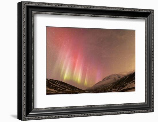 Iceland, Akureyri. Northern Lights glowing.-Ellen Goff-Framed Photographic Print