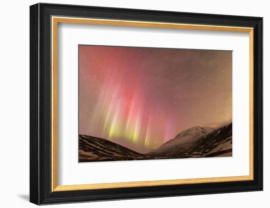 Iceland, Akureyri. Northern Lights glowing.-Ellen Goff-Framed Photographic Print