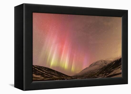 Iceland, Akureyri. Northern Lights glowing.-Ellen Goff-Framed Premier Image Canvas