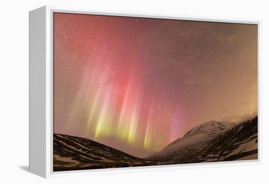 Iceland, Akureyri. Northern Lights glowing.-Ellen Goff-Framed Premier Image Canvas