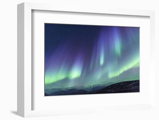 Iceland, Akureyri. Northern Lights glowing.-Ellen Goff-Framed Photographic Print