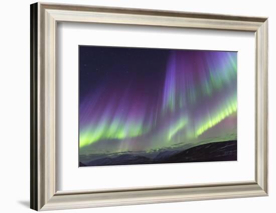 Iceland, Akureyri. The northern lights glow in unbelievable colors.-Ellen Goff-Framed Photographic Print