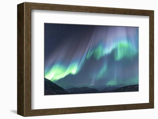 Iceland, Akureyri. The northern lights glow in unbelievable colors.-Ellen Goff-Framed Photographic Print