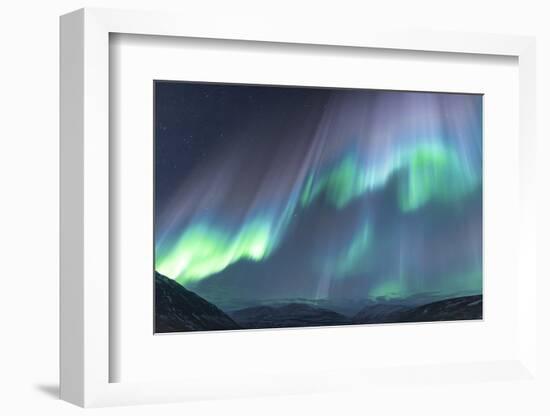 Iceland, Akureyri. The northern lights glow in unbelievable colors.-Ellen Goff-Framed Photographic Print