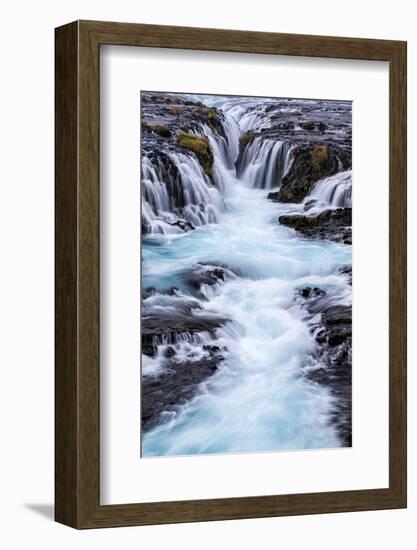 Iceland, Bruarfoss. Waterfalls Flow into River-Jaynes Gallery-Framed Photographic Print