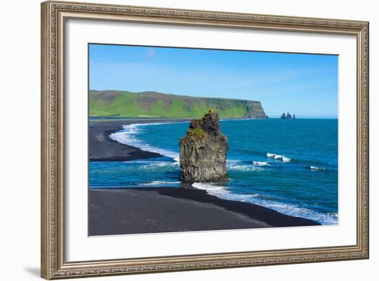 Iceland, Dyrholaey, in the Background the Pointed Rock Needles Reynisdrangar-Catharina Lux-Framed Photographic Print