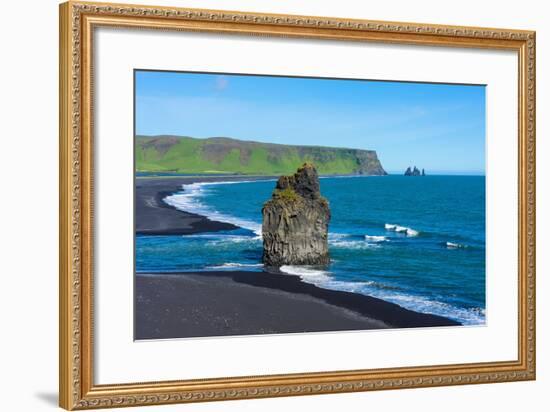 Iceland, Dyrholaey, in the Background the Pointed Rock Needles Reynisdrangar-Catharina Lux-Framed Photographic Print
