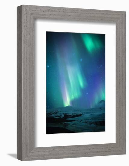 Iceland, Fjallsarlon. the Northern Lights Appearing in the Sky at Fjallsarlon-Katie Garrod-Framed Photographic Print