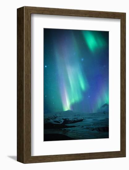 Iceland, Fjallsarlon. the Northern Lights Appearing in the Sky at Fjallsarlon-Katie Garrod-Framed Photographic Print