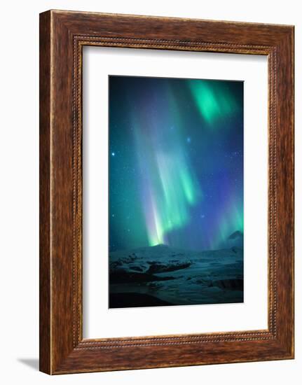 Iceland, Fjallsarlon. the Northern Lights Appearing in the Sky at Fjallsarlon-Katie Garrod-Framed Photographic Print