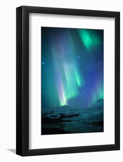 Iceland, Fjallsarlon. the Northern Lights Appearing in the Sky at Fjallsarlon-Katie Garrod-Framed Photographic Print