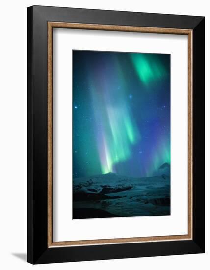 Iceland, Fjallsarlon. the Northern Lights Appearing in the Sky at Fjallsarlon-Katie Garrod-Framed Photographic Print