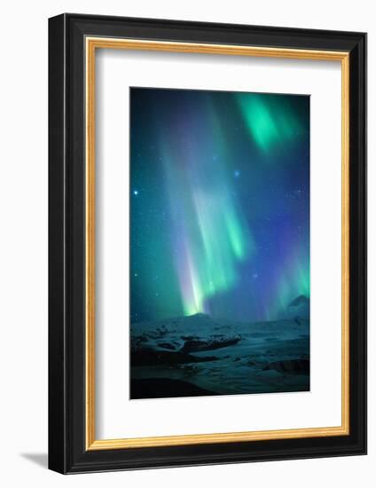 Iceland, Fjallsarlon. the Northern Lights Appearing in the Sky at Fjallsarlon-Katie Garrod-Framed Photographic Print