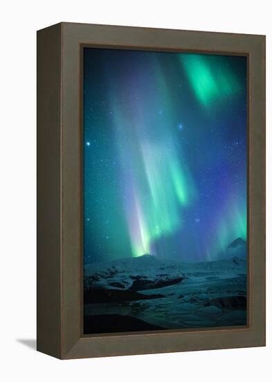 Iceland, Fjallsarlon. the Northern Lights Appearing in the Sky at Fjallsarlon-Katie Garrod-Framed Premier Image Canvas