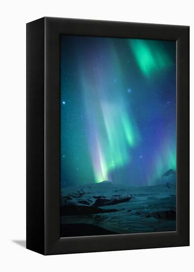 Iceland, Fjallsarlon. the Northern Lights Appearing in the Sky at Fjallsarlon-Katie Garrod-Framed Premier Image Canvas