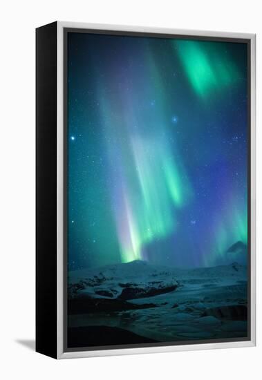 Iceland, Fjallsarlon. the Northern Lights Appearing in the Sky at Fjallsarlon-Katie Garrod-Framed Premier Image Canvas