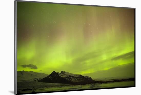 Iceland, Fjallsarlon. the Northern Lights Appearing in the Sky at Fjallsarlonll.-Katie Garrod-Mounted Photographic Print