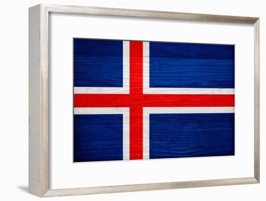 Iceland Flag Design with Wood Patterning - Flags of the World Series-Philippe Hugonnard-Framed Art Print