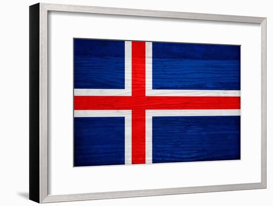Iceland Flag Design with Wood Patterning - Flags of the World Series-Philippe Hugonnard-Framed Art Print