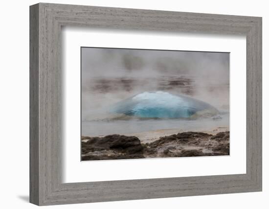 Iceland, Golden Circle, Strokkur Geyser. The Strokkur Geyser erupts with much steam.-Ellen Goff-Framed Photographic Print