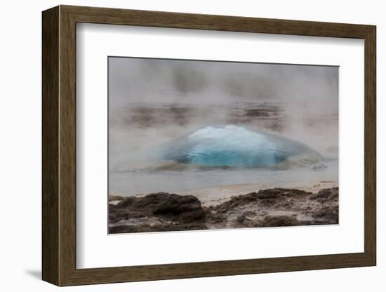 Iceland, Golden Circle, Strokkur Geyser. The Strokkur Geyser erupts with much steam.-Ellen Goff-Framed Photographic Print