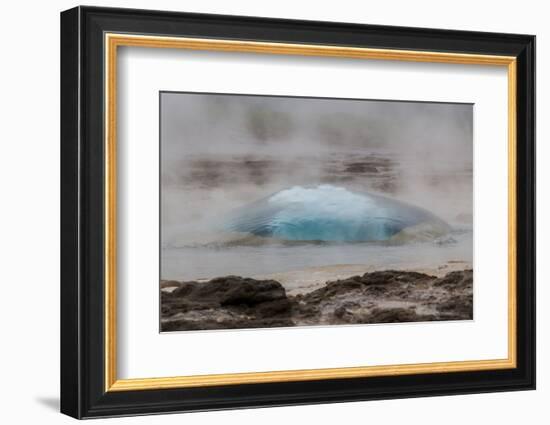 Iceland, Golden Circle, Strokkur Geyser. The Strokkur Geyser erupts with much steam.-Ellen Goff-Framed Photographic Print