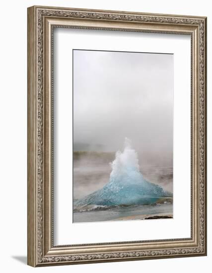 Iceland, Golden Circle, Strokkur Geyser. The Strokkur Geyser erupts with much steam.-Ellen Goff-Framed Photographic Print