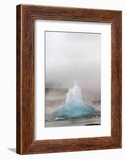 Iceland, Golden Circle, Strokkur Geyser. The Strokkur Geyser erupts with much steam.-Ellen Goff-Framed Photographic Print