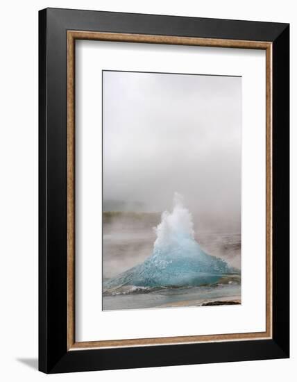 Iceland, Golden Circle, Strokkur Geyser. The Strokkur Geyser erupts with much steam.-Ellen Goff-Framed Photographic Print