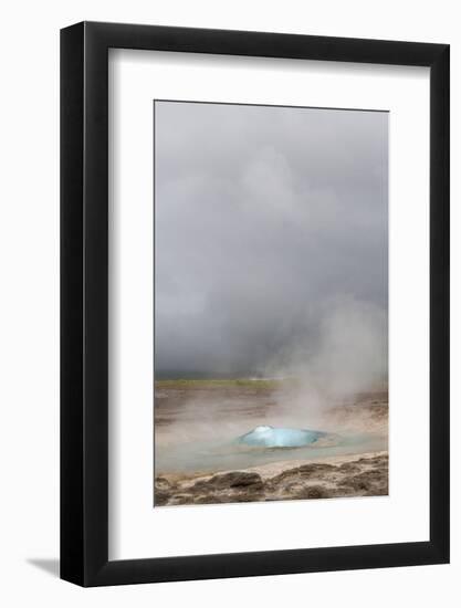 Iceland, Golden Circle. The Strokkur Geyser erupts with much steam.-Ellen Goff-Framed Photographic Print