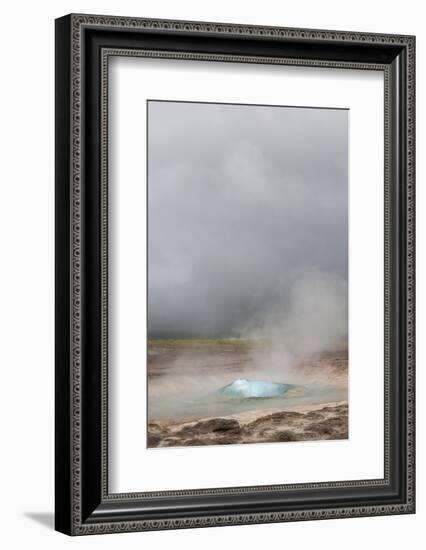 Iceland, Golden Circle. The Strokkur Geyser erupts with much steam.-Ellen Goff-Framed Photographic Print