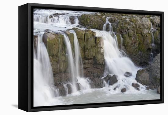 Iceland, Gygjarfoss waterfall. This small waterfall flows through a rather barren landscape.-Ellen Goff-Framed Premier Image Canvas