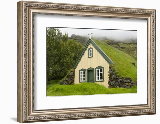 Iceland. Hofskirkja Yellow Church Turf Grass in Town of Hof in South Iceland-Bill Bachmann-Framed Photographic Print