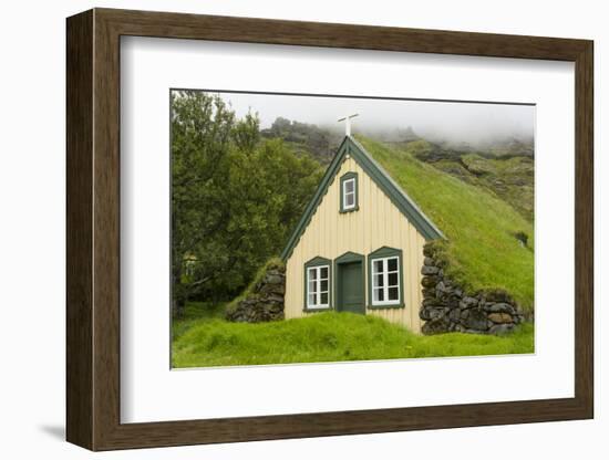 Iceland. Hofskirkja Yellow Church Turf Grass in Town of Hof in South Iceland-Bill Bachmann-Framed Photographic Print