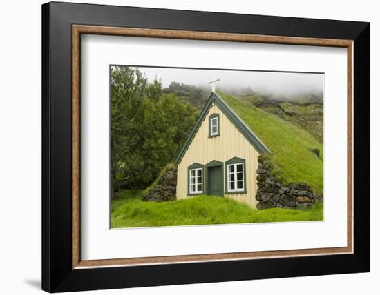 Iceland. Hofskirkja Yellow Church Turf Grass in Town of Hof in South Iceland-Bill Bachmann-Framed Photographic Print