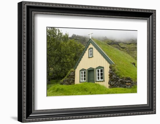 Iceland. Hofskirkja Yellow Church Turf Grass in Town of Hof in South Iceland-Bill Bachmann-Framed Photographic Print