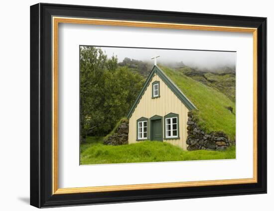 Iceland. Hofskirkja Yellow Church Turf Grass in Town of Hof in South Iceland-Bill Bachmann-Framed Photographic Print