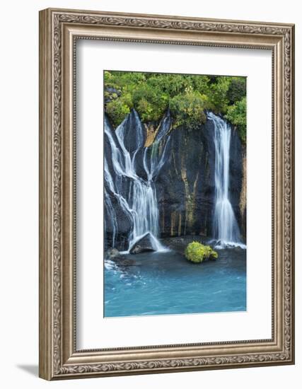 Iceland, Hraunfossar. Tiny cascades emerge from the lava to flow into the Hvita River-Ellen Goff-Framed Photographic Print