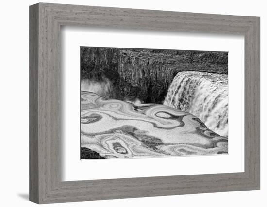 Iceland. Ice designs and Dettifoss, Jokulsa a Fjollum River, Vatnajokull National Park.-Judith Zimmerman-Framed Photographic Print