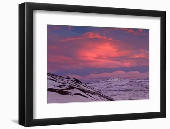 Iceland, Iceland, North-East, Ring Road, Region of Myvatn, Morning Mood in the Hildarfjall and the -Bernd Rommelt-Framed Photographic Print