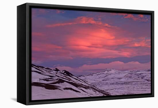Iceland, Iceland, North-East, Ring Road, Region of Myvatn, Morning Mood in the Hildarfjall and the -Bernd Rommelt-Framed Premier Image Canvas