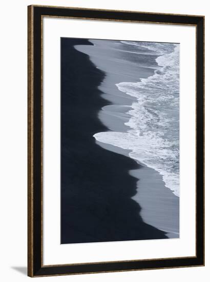 Iceland, Ingolshofdi, Water Rushing Up on Lava Sand-Hollice Looney-Framed Premium Photographic Print