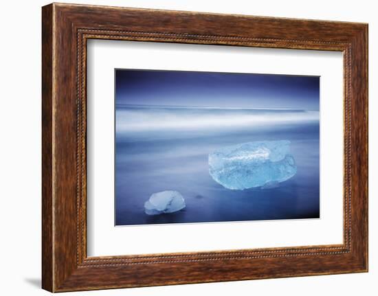 Iceland, Jokulsarlon. Frozen Icebergs Washed Up on the Black Beach at Jokulsarlon.-Katie Garrod-Framed Photographic Print