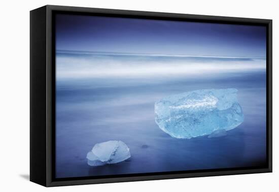 Iceland, Jokulsarlon. Frozen Icebergs Washed Up on the Black Beach at Jokulsarlon.-Katie Garrod-Framed Premier Image Canvas