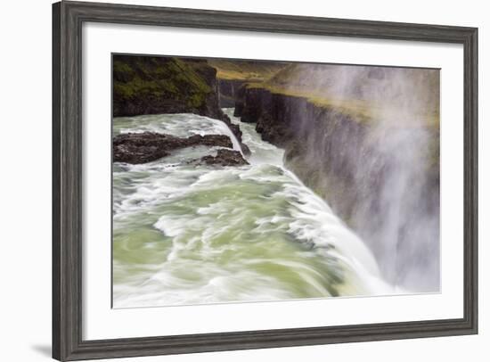 Iceland, Misty Gulfoss. Waterfall Flowing into River-Jaynes Gallery-Framed Photographic Print