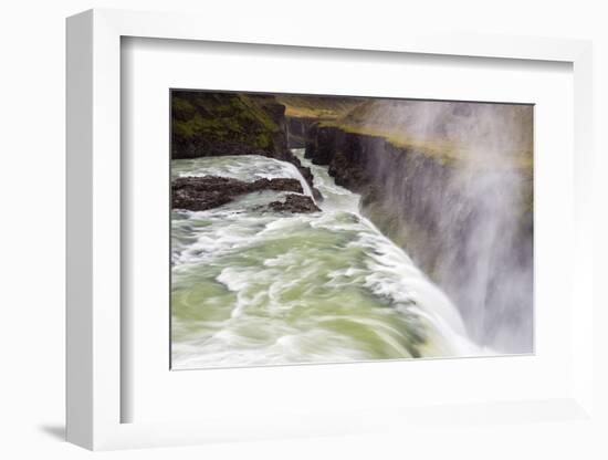 Iceland, Misty Gulfoss. Waterfall Flowing into River-Jaynes Gallery-Framed Photographic Print