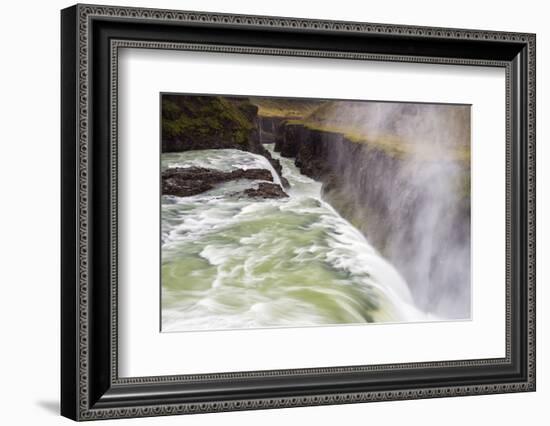 Iceland, Misty Gulfoss. Waterfall Flowing into River-Jaynes Gallery-Framed Photographic Print